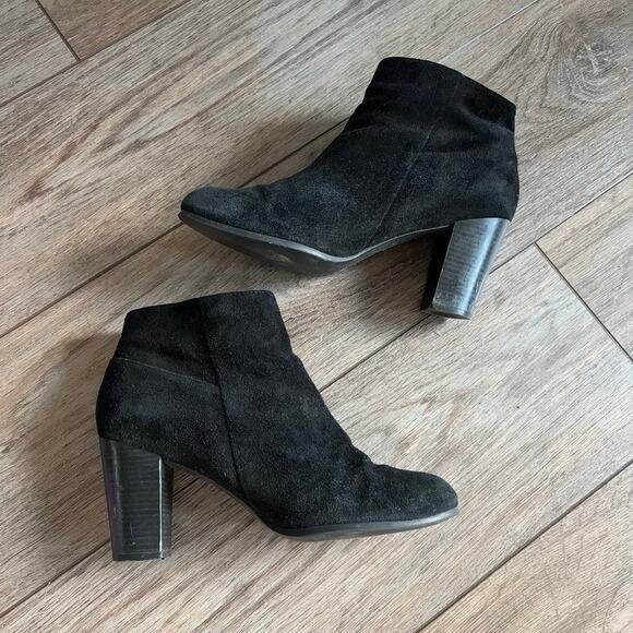 cole haan black suede heeled boots ankle size 8.5 - Picture 1 of 6